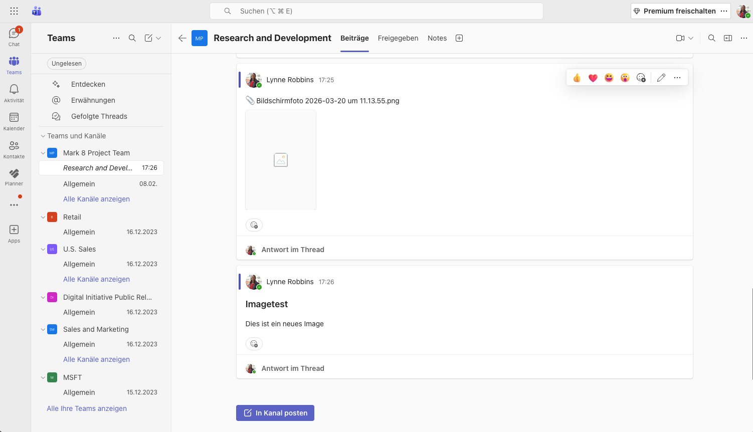 Derselbe Kanal in Microsoft Teams