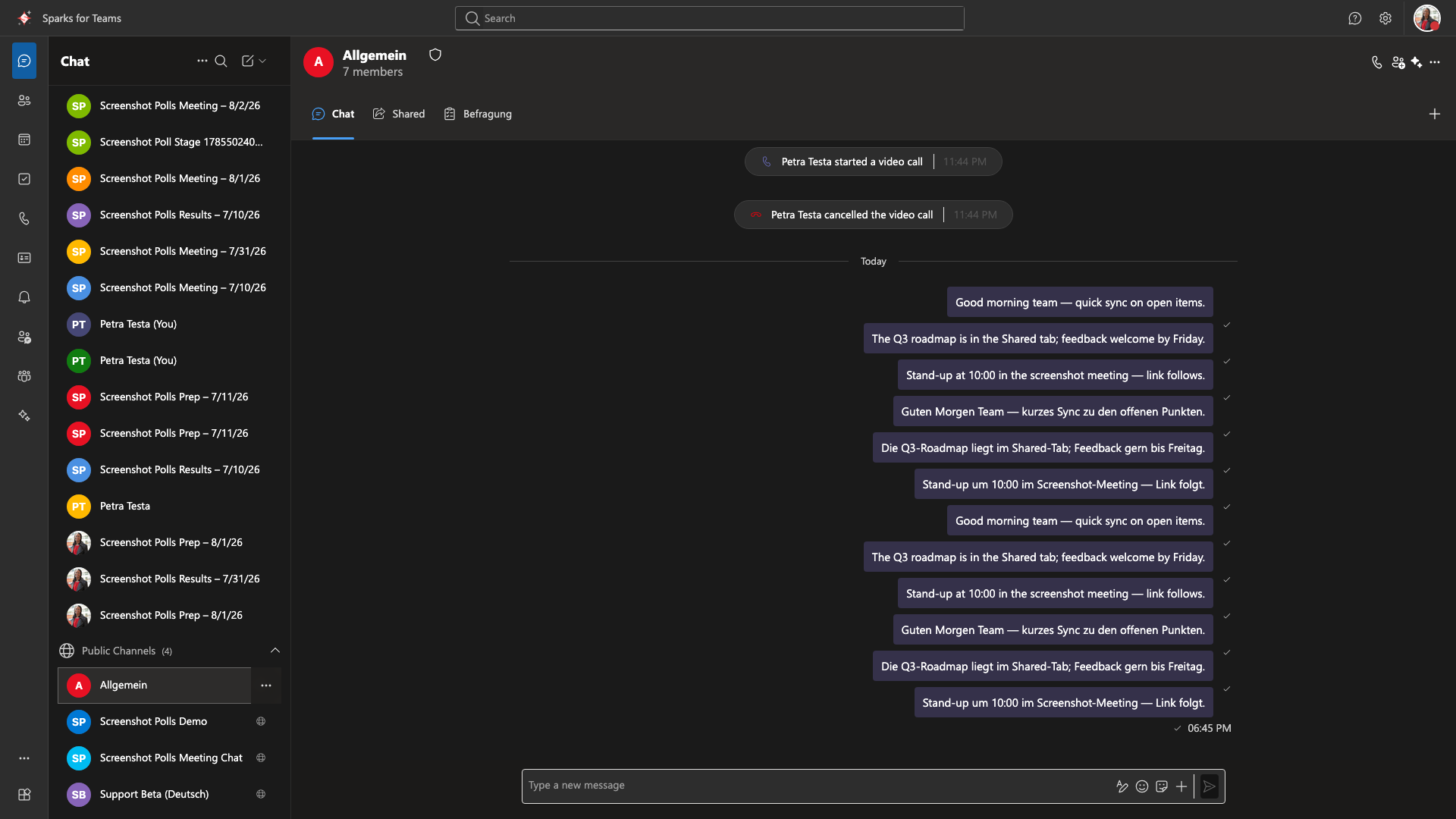 Chat – dark view