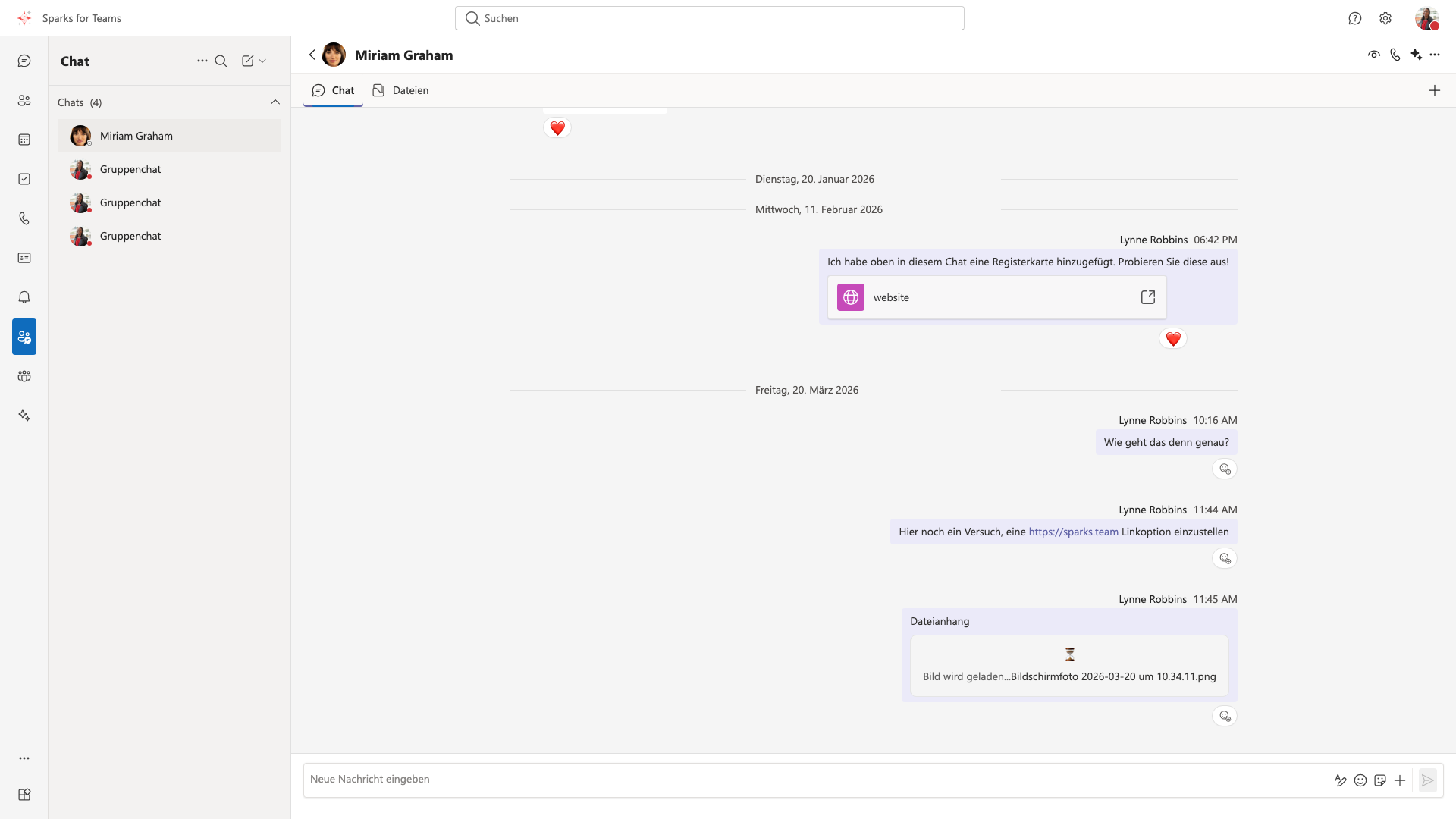 Teams chat in context