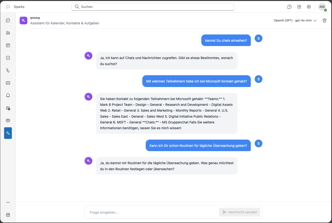Liman KI-Agent – Konversation über Kalender, Kontakte und Aufgaben
